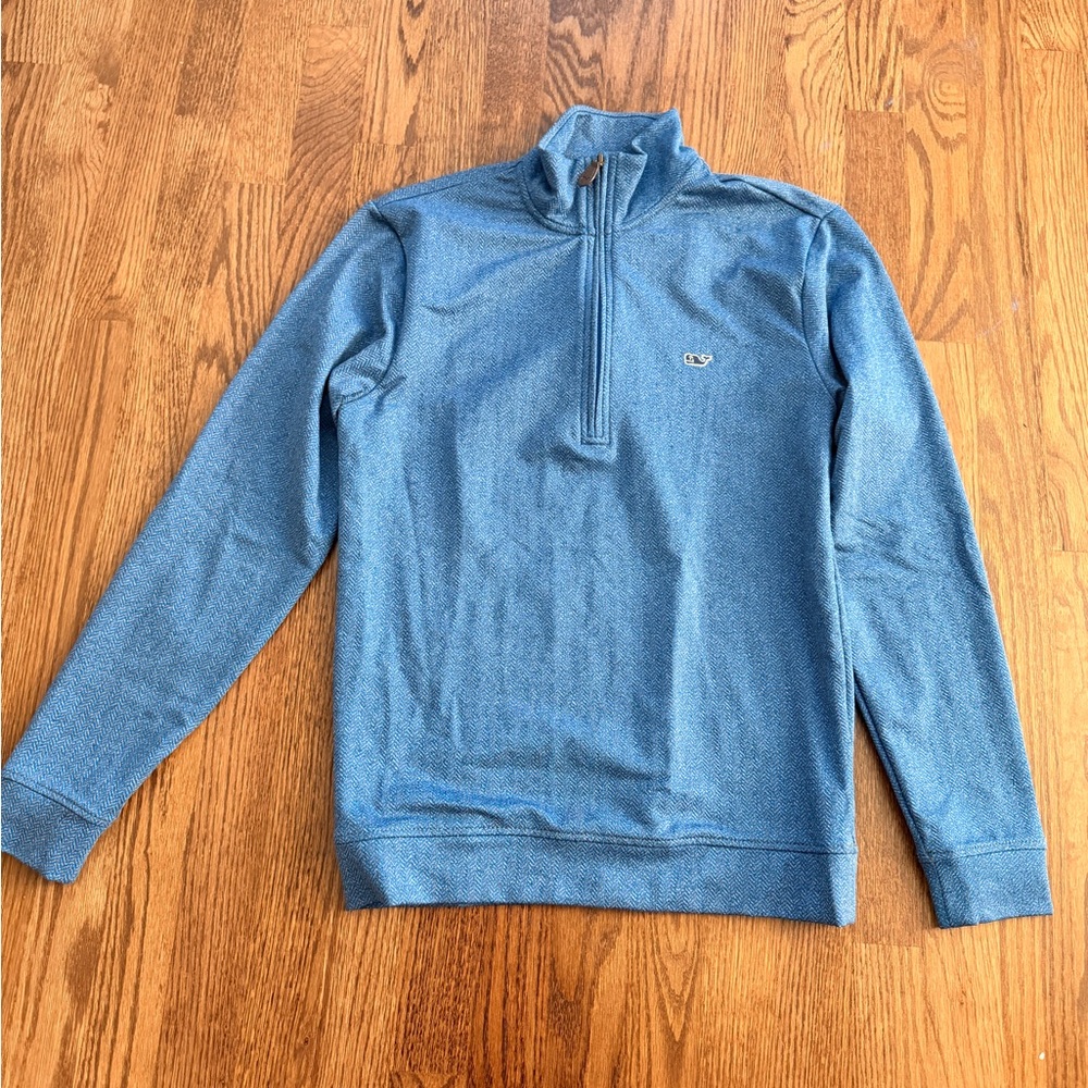 NWT Vineyard Vines Men's saltwater Heather Blue quarter Zip Sweater Men’s XS